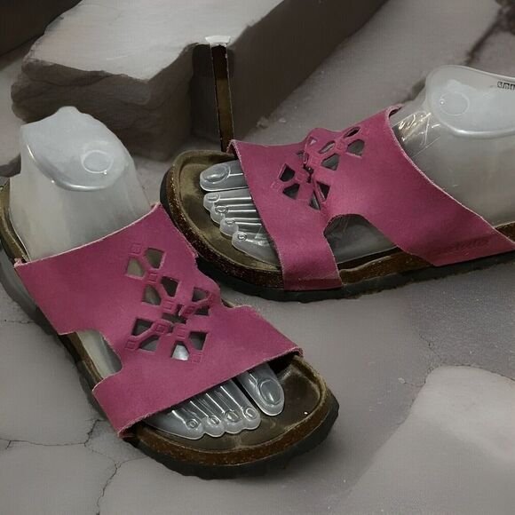 Birkenstock Betula  Sandals Cut Outs In Leather 39.5  8 1/2 Women’s Pink Fuchsia - Picture 1 of 15